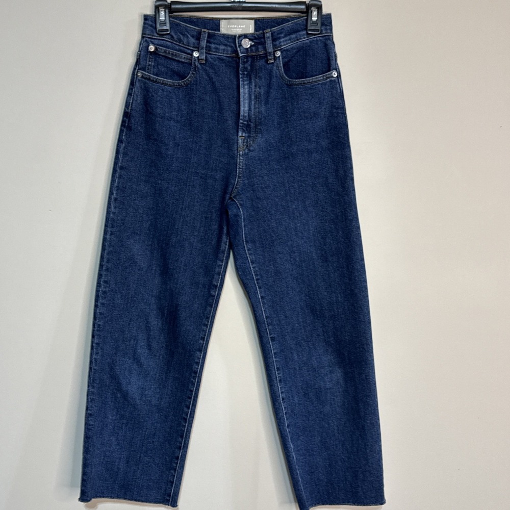 Everlane The Way High Jean Size 25 Regular Straight Leg Denim Jeans Raw Hem #185